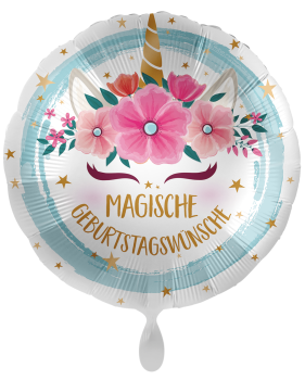Folienballon - Einhorn, Magische Geburtstagswünsche! - ø 43cm